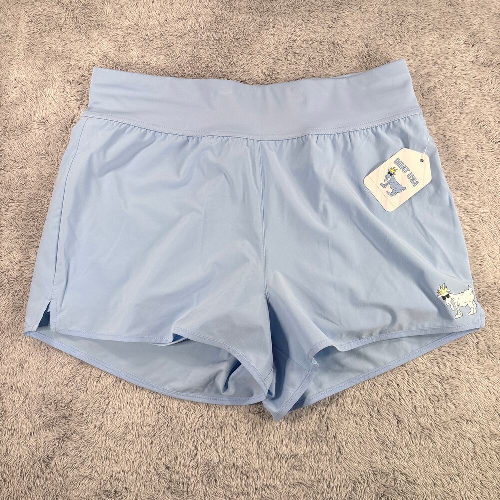 Goat USA Women's Woven Shorts Back Zip Pocket Performance Casual Blue Sz Large - Picture 1 of 8